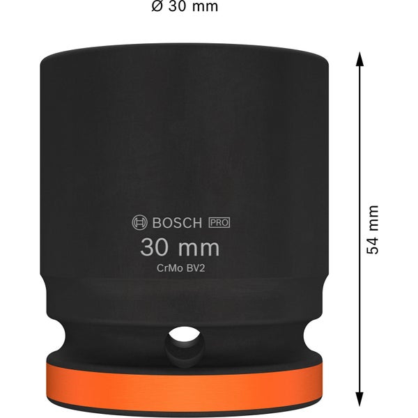 Bosch Pro Steckschlüssel, 30 mm Durchmesser und 54 mm Länge