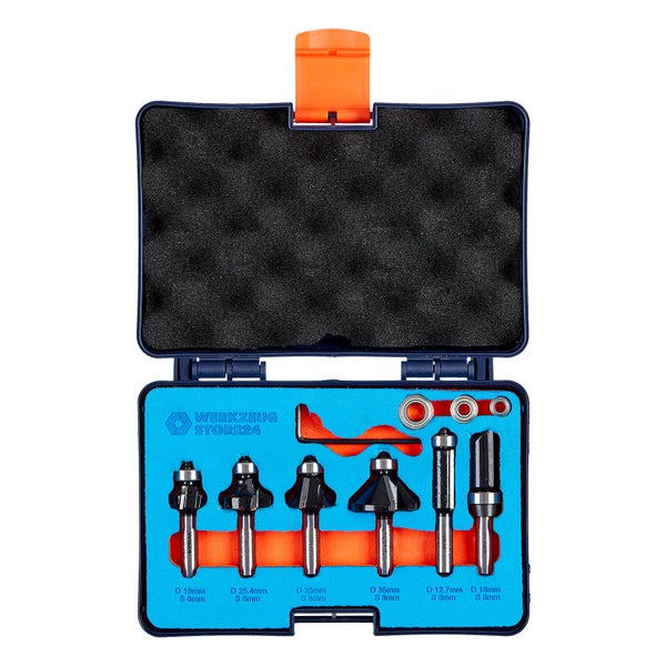 Oberfräsen Set mit verschiedenen Fräsern und Werkzeug Store24 Logo