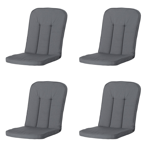 Hochlehnerauflage Carlo / Calvia Rib grau - ca. 100x48 cm - 4er-Set
