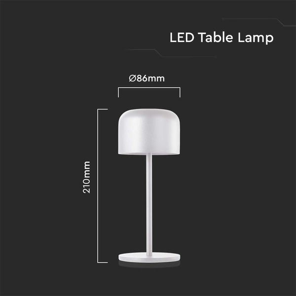 LED Tischleuchte mit den Maßen 210 mm Höhe und 86 mm Durchmesser