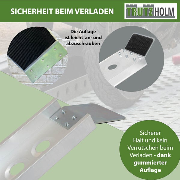 TRUTZHOLM 1 x Alu Auffahrschiene 194 cm Traglast 200 kg starr grau Auffahrrampe Verladerampe Rampe