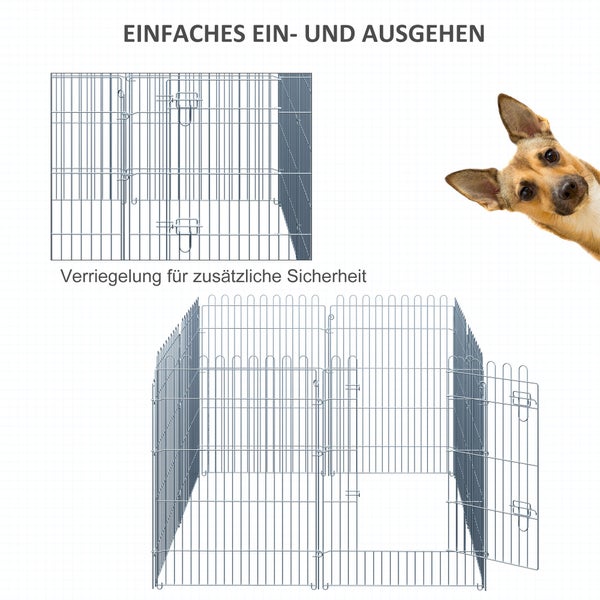 PawHut Welpenauslauf, 63B x 91H cm, Stahldraht, Silber