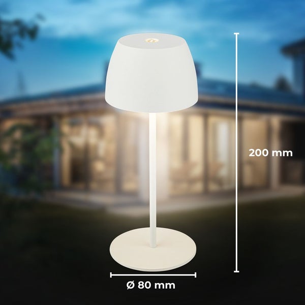 Tischlampe - 2,5W, 150lm, akku, led, dimmbar, warmweiß, weiß