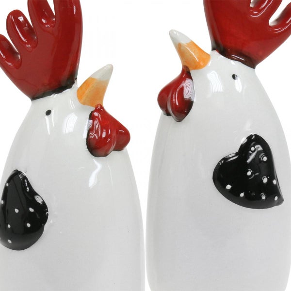 Zwei dekorative Hühnerfiguren aus Keramik für den Innenbereich