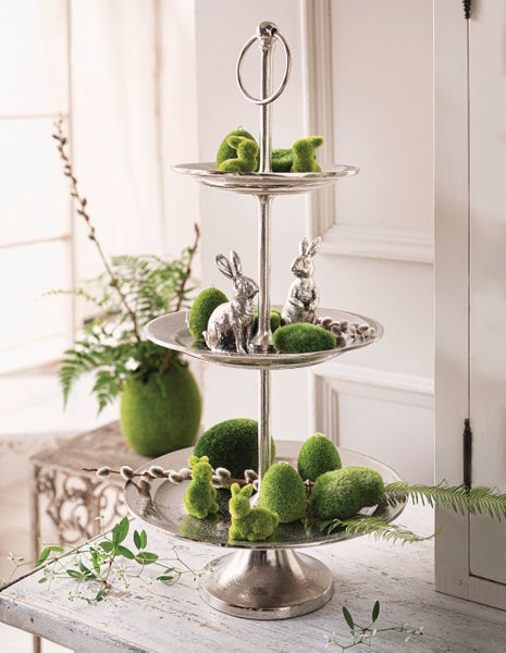 FRANK FLECHTWAREN | Etagere Maison, groß, ALUMINIUM, ca. Ø 20 cm, 25 cm, 30 cm, GH 61 cm, einfache Selbstmontage, ohne Deko