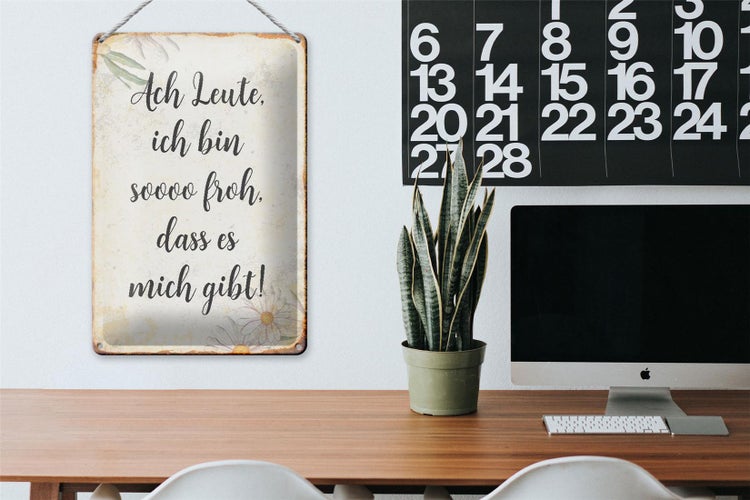 Blechschild Spruch 20x30cm Ach Leute ich bin soo froh