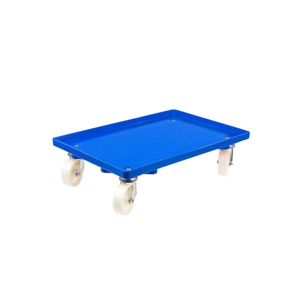 PROREGAL Transportroller für Euroboxen 60 x 40 cm mit Kunststoffräder Blau Geschlossenes Deck 4 Lenkrollen Traglast 300 kg