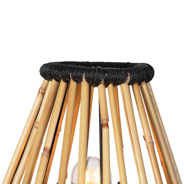 Bambus Tischleuchte mit schwarzer Fassung