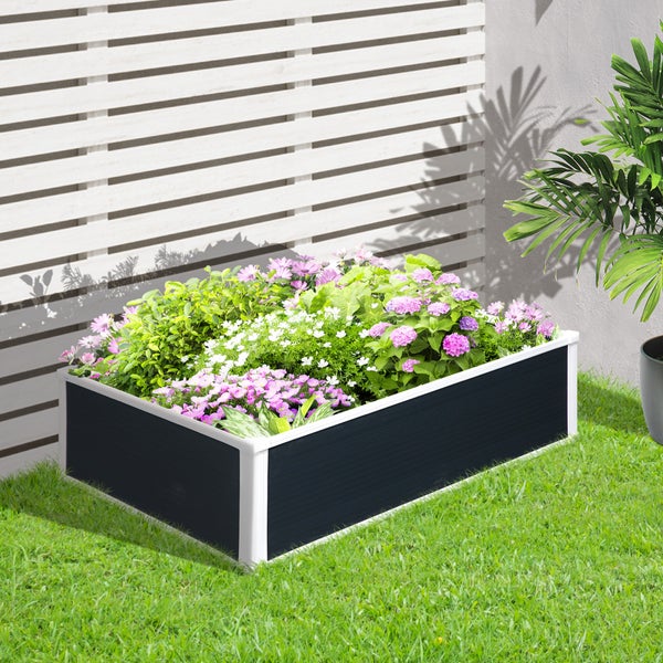 Outsunny Hochbeet, 100L x 80B x 30H cm, Kunststoff, grau