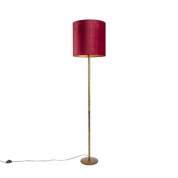 Stehlampe mit zylindrischem Schirm und schmalem, hohem Gestell