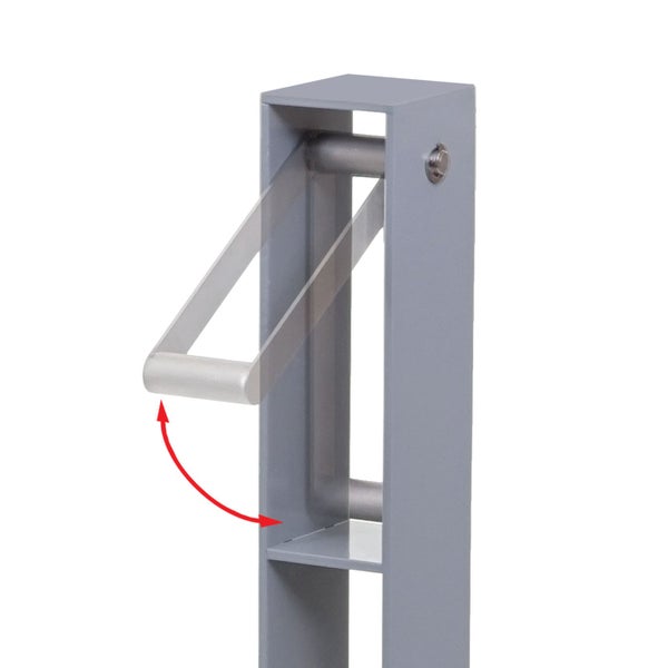Metallpfosten mit schwenkbarem Griff, Detailansicht der Klappfunktion.