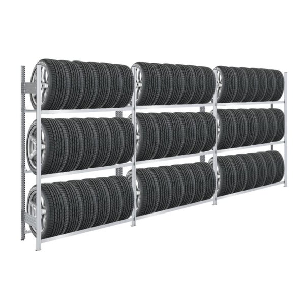 PROREGAL Reifenregal Tire Pro Made In Germany HxBxT 200 x 390 x 43 cm 3 Ebenen 150 kg Fachlast Bis Zu 18 Reifen Pro Ebene Verzinkt