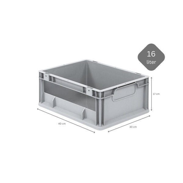 PROREGAL SparSet 5x Eurobox NextGen Insight HxBxT 17 x 30 x 40 cm 16 Liter Seite Offen Eurobehälter Transportbox