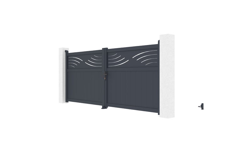 Flügeltor 3,4 m HALTI H.140 graues Aluminium