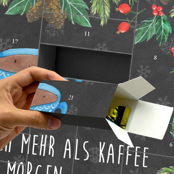 Mr. & Mrs. Panda Befüllbarer Adventskalender Kaffee Tasse - Schwarz