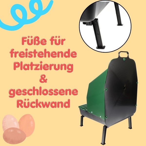 Hühnernest mit Füßen für freistehende Platzierung und geschlossener Rückwand