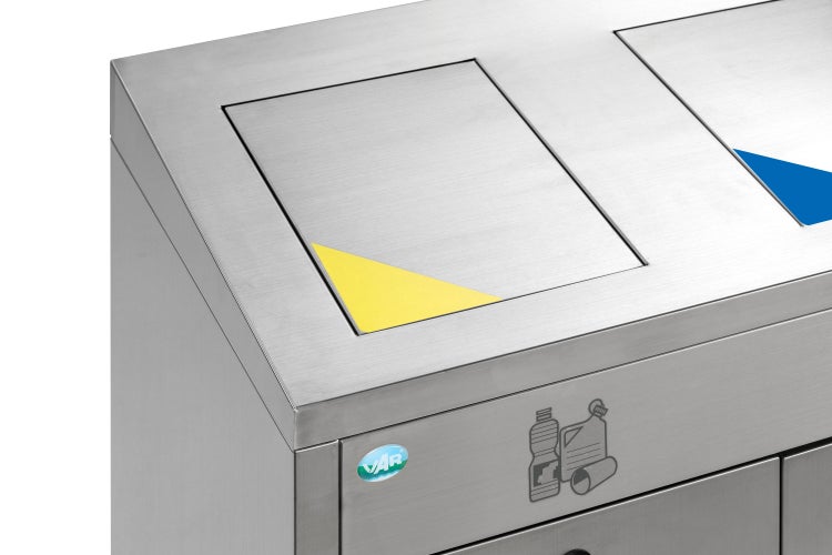 PROREGAL Wertstoffsortiersystem Mit 3 Einwurfklappen 144 Liter HxBxT 92 x 100 x 43 cm Edelstahl