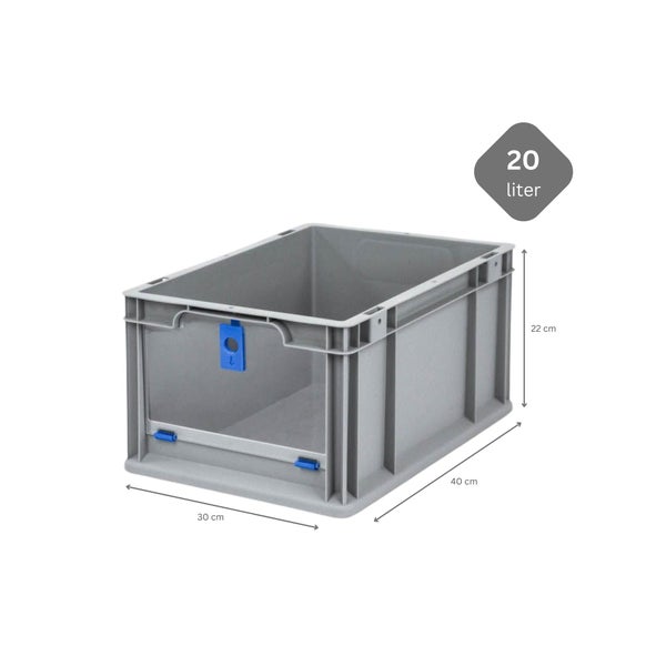 PROREGAL SparSet 5x Eurobox NextGen Insight Cover HxBxT 22 x 30 x 40 20 Liter Hoch/Blau Eurobehälter Transportbox