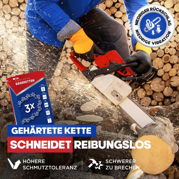 Garlavie Set mit 3 kettensäge kette 35cm 3/8 50 TG 1.3 Treibglieder – Sägeketten 30 cm kompatibel mit vielen Marken - Hochwertige motorsägenkette.