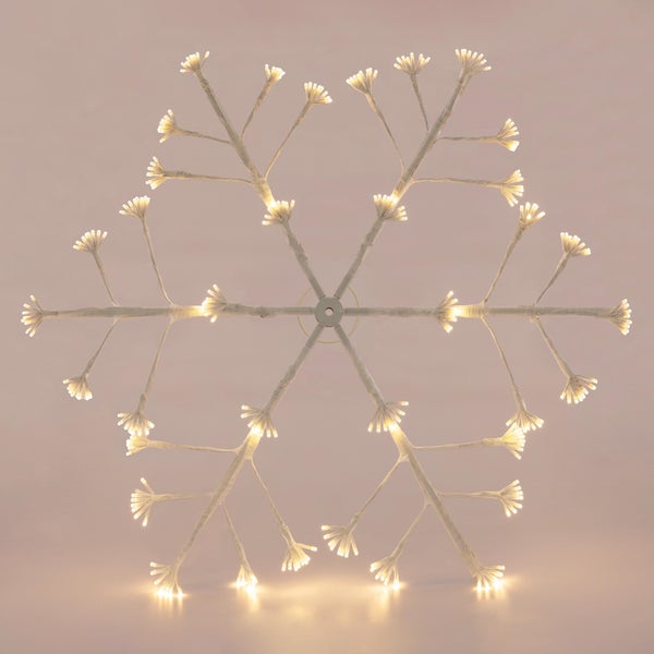 ECD Germany LED-Schneeflocke mit 288 warmweißen LEDs, 87cm, Dekorative Hängende Weihnachtsbeleuchtung für Innen/Außen, IP44 Wasserdicht, Fenstersilhouette Fenster Deko Lichterkette für Weihnachten