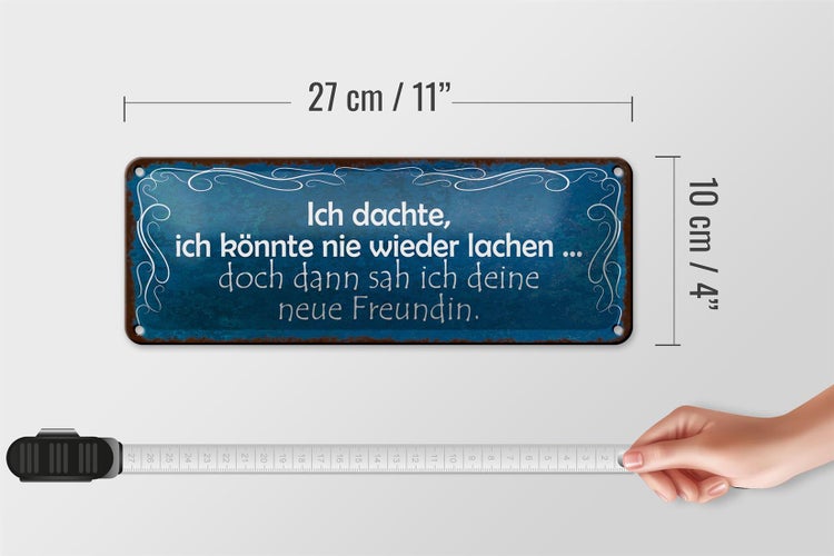 Blechschild Spruch 27x10cm Freundin ich kann wieder lachen Dekoration