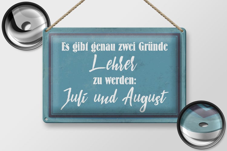 Blechschild Spruch 30x20cm zwei Gründe Lehrer zu werden