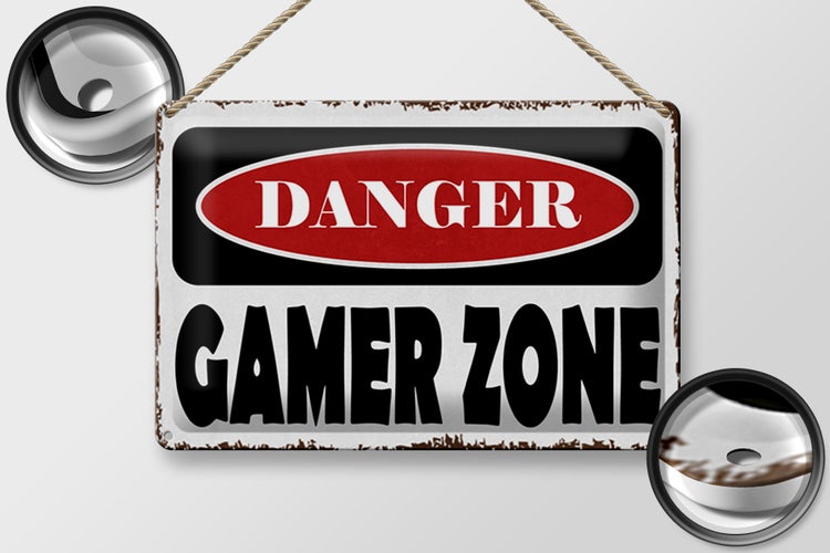 Blechschild Spruch 30x20cm danger Gamer Zone