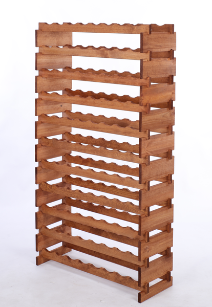 Weinregal VINOTECA FLEX PRO HxBxT 149x84x28cm 88 Flaschen auf 11 Ebenen Massives Kiefernholz Braun geölt