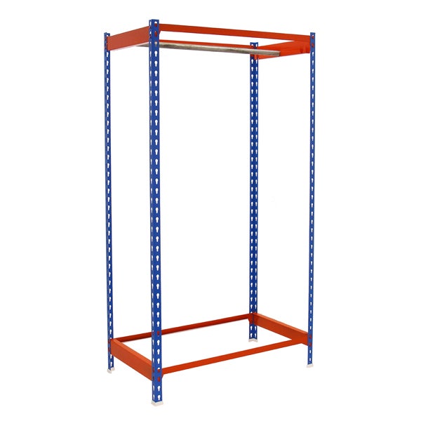 PROREGAL Kleiderstangenregal Metal Einzel HxBxT 150 x 90 x 50 cm Blau/Orange Kleiderständer Garderobe Klamottenregal Stangenregal Regal