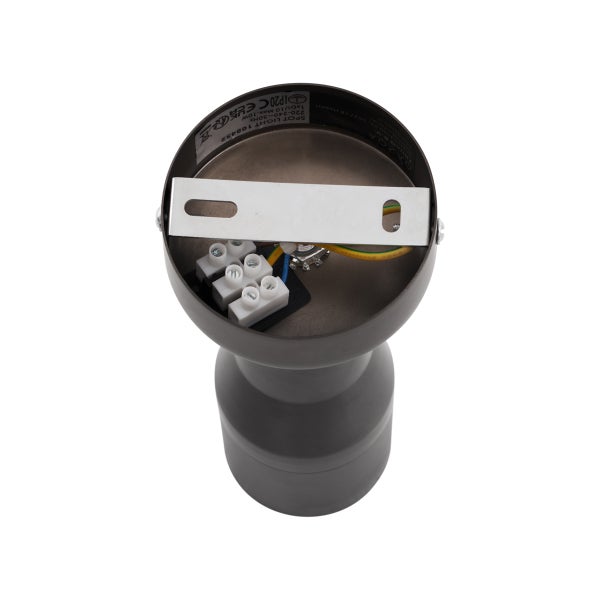 Deckenleuchte mit offenem Gehäuse und elektrischen Anschlüssen