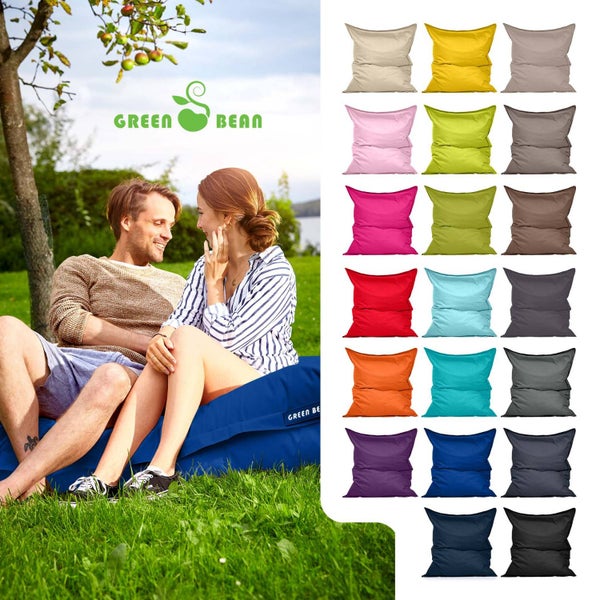 Green Bean Sitzsack 120x160cm 270 Liter Kinder & Erwachsene Bean Bag EPS Perlen Füllung Riesensitzsack Groß Draußen Outdoor Liegekissen Waschbar Wetterfest Lounge Chair Sitzkissen Bodenkissen Blau