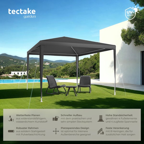 Pavillon tectake Farah wasserdicht 3 x 3 m grau