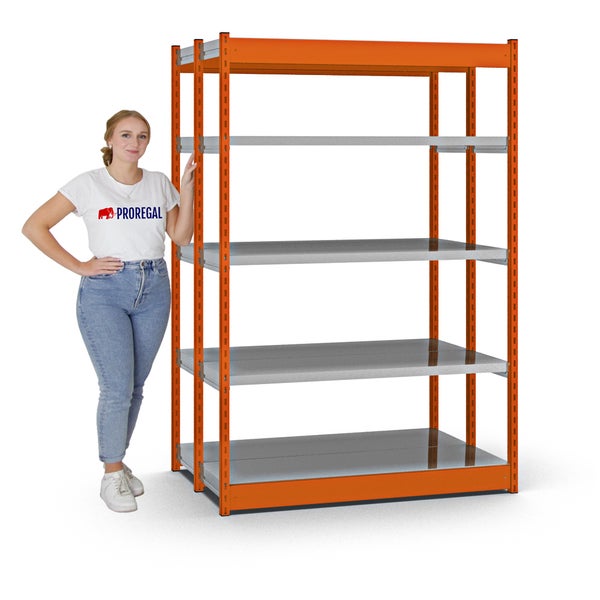 Metallregal mit sechs Böden, 5 Jahre Garantie, ISO 9001 Zertifizierung, hergestellt in Deutschland
