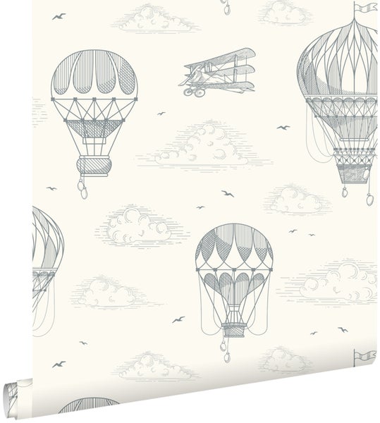 ESTAhome Tapete Luftballons Grauweiß - 50 x 900 cm - 139716