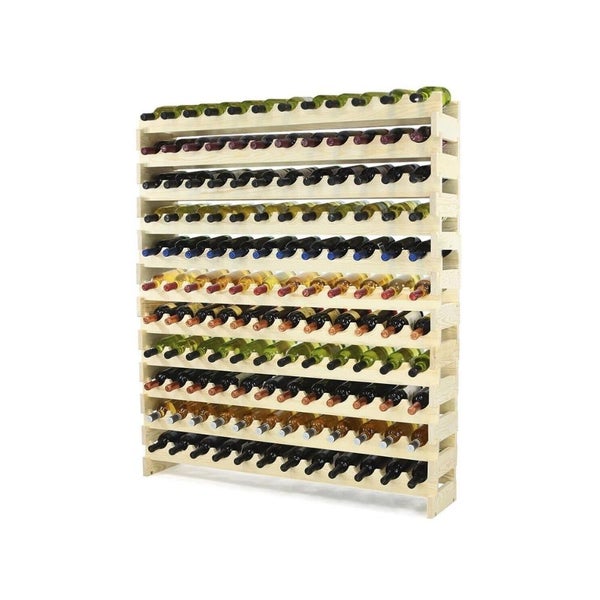 PROREGAL Weinregal Vinoteca Flex  HxBxT 123 x 119 x 29 cm 132 Flaschen Massives Kiefernholz Natur Unbehandelt