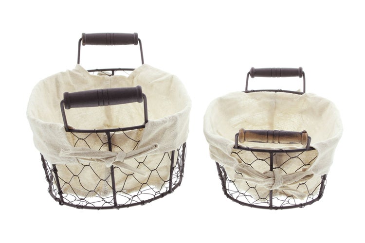 FRANK FLECHTWAREN | Füllkorb Metall, 2er Set, METALL, 23 x 15 x 8 cm, 29 x 19 x 10 cm