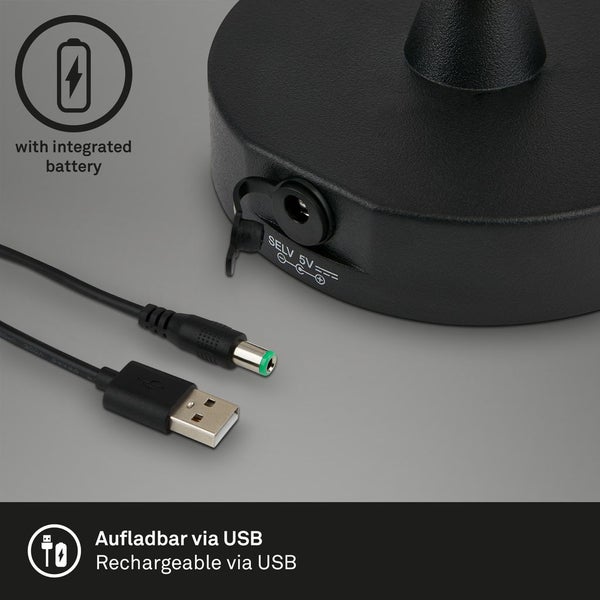 LED Tischleuchte Tischlampe Außen Touchfunktion IP44 4000K schwarz Briloner