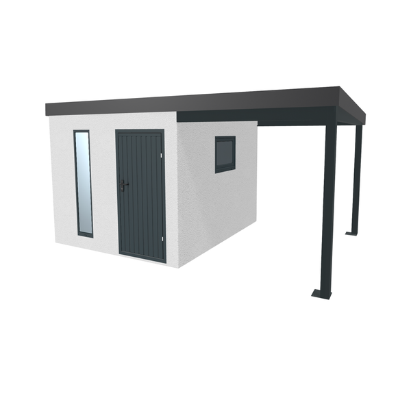 Gartenhaus mit Carport und Fenster