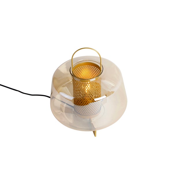 Dekorative Tischleuchte mit Metalleinsatz und Glaskörper