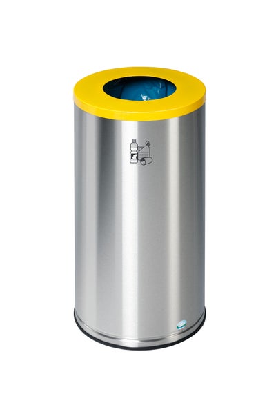 PROREGAL Robuster Wertstoffsammler Mit Deckel 70 Liter HxBxT 70 x 35,5 x 35,5 cm Beschichteter Edelstahl Gelb