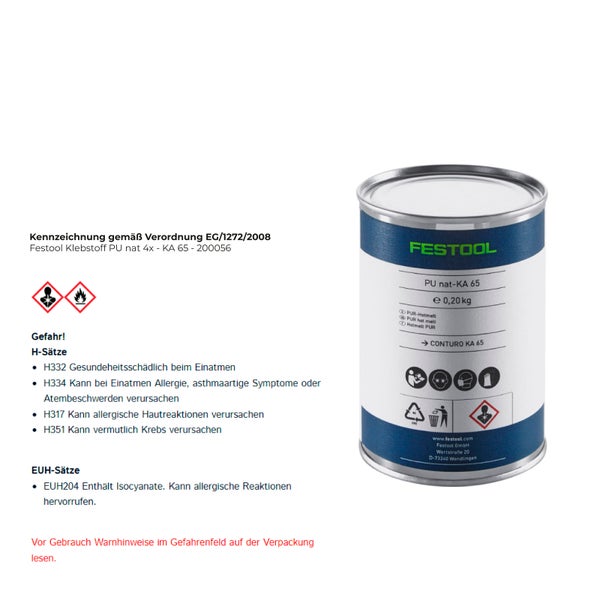 Festool Klebstoff PU nat 4x - KA 65 - 200056