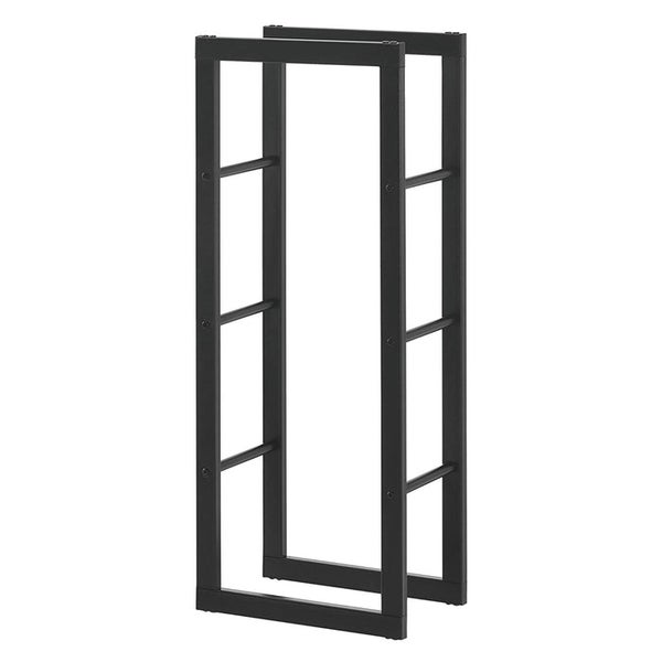 FLOORDIREKT Kaminholzregal Kreta - Schwarz - Modernes Brennholzregal - für Innen und Außen - 80 x 25 x 60 cm