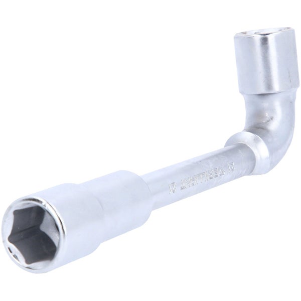 L-Steckschlüssel 21 Millimeter aus silberfarbenem Metall.