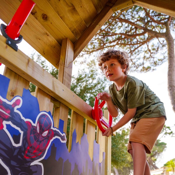 WICKEY Spielturm Marvel Spider-Man Adventure mit Rutsche und Doppelschaukel