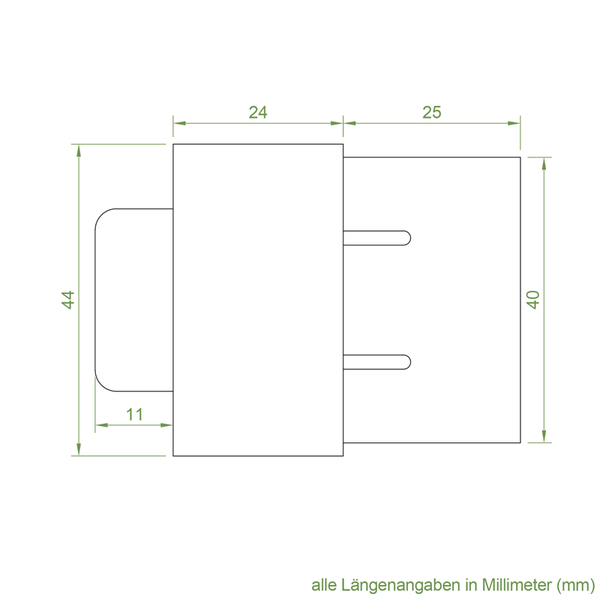 Technische Zeichnung mit Maßangaben in Millimeter