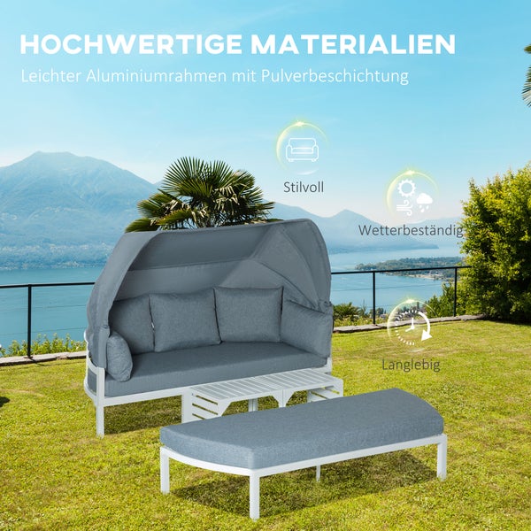 Outsunny 4-tlg. Gartenmöbel-Set, 190/132B x 83T x 73/62H cm, Aluminium, Polyester, grau