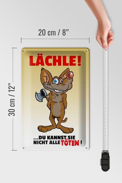 Blechschild Spruch 20x30cm Lächle Du kannst Sie nicht alle Töten
