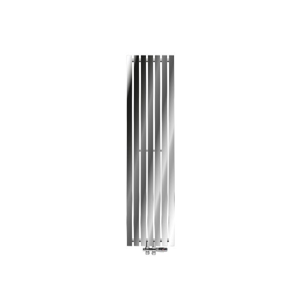 ECD Germany Design Paneelheizkörper Stella 370 x 1400 mm Chrom Mittelanschluss mit Anschlussgarnitur inkl. Thermostat Durchgang Boden - Flach Einlagig Vertikal - Heizkörper Badheizkörper Bad Heizung
