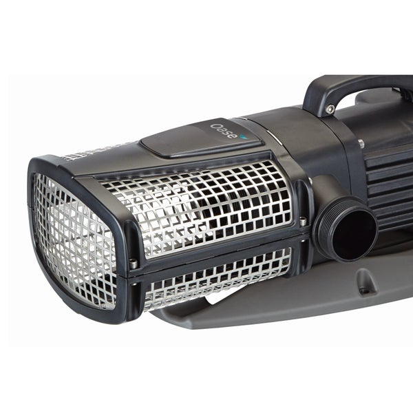 Oase Teichpumpe und Filterpumpe mit Edelstahl Filterkorb und Tragegriff.