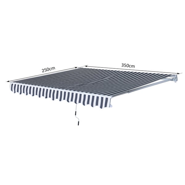 Outsunny Markise, Gelenkarmmarkise, 3,5 x 2,5 m, Alu Polyester, Grau+Weiß